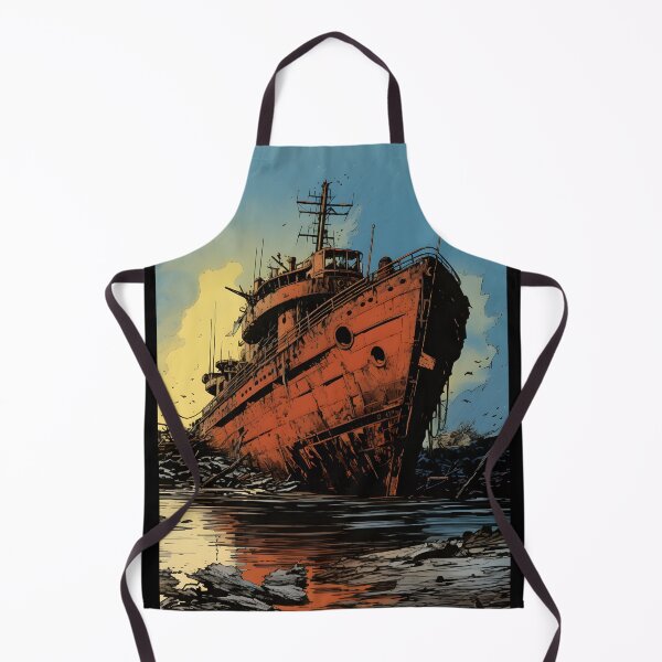 Item preview, Landscape of a Ship Aground Overgrown with Plants in a Post Apocalyptic Wasteland with Swamp and Ruins designed and sold by Je-we.