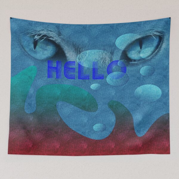 Item preview, Cat Face in blue and red colored background designed and sold by Bigrow.