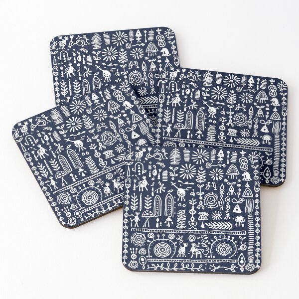Item preview, Indigo Echoes: Traditional Warli Rhythms in Serene Blue designed and sold by midmonty.