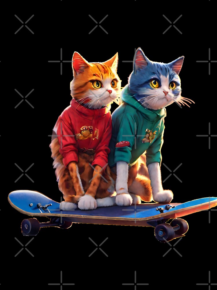 Thumbnail 7 of 7, Oversized T-Shirt, Cool cats riding a skateboard designed and sold by Coollzone.