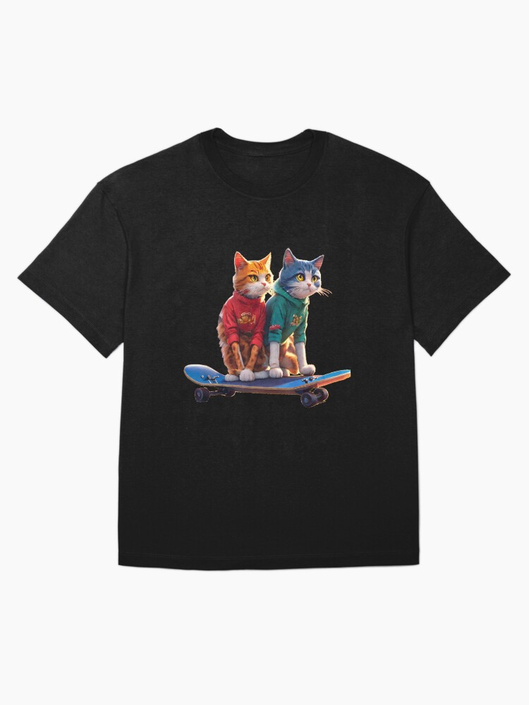 Thumbnail 3 of 7, Oversized T-Shirt, Cool cats riding a skateboard designed and sold by Coollzone.