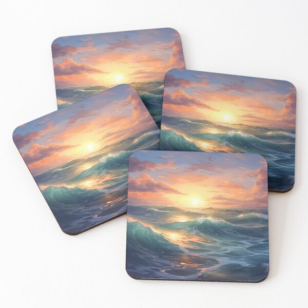 Item preview, Sea Waves Sunset Landscape designed and sold by LudwikeArts.