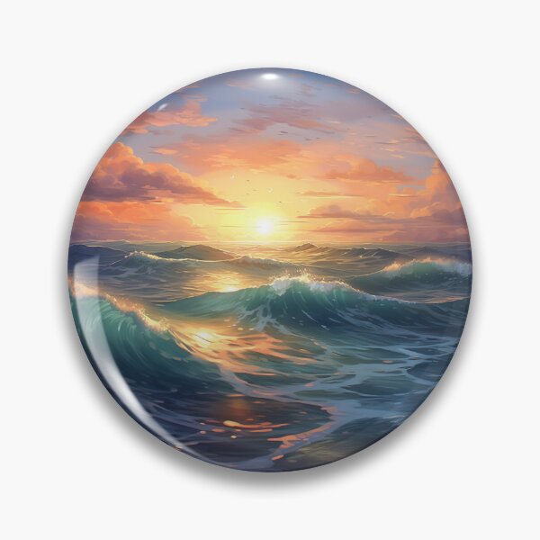 Item preview, Sea Waves Sunset Landscape designed and sold by LudwikeArts.
