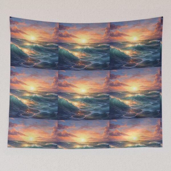 Item preview, Sea Waves Sunset Landscape designed and sold by LudwikeArts.