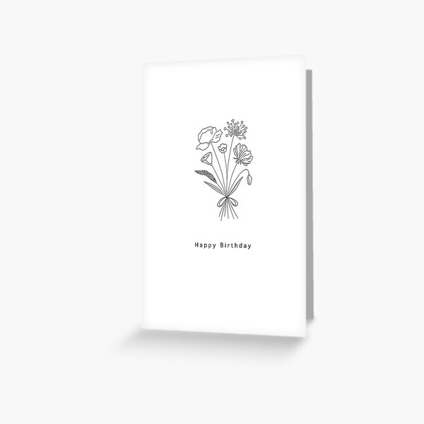 Item preview, fine line flower drawing, birthday flowers designed and sold by BrightonPrints.