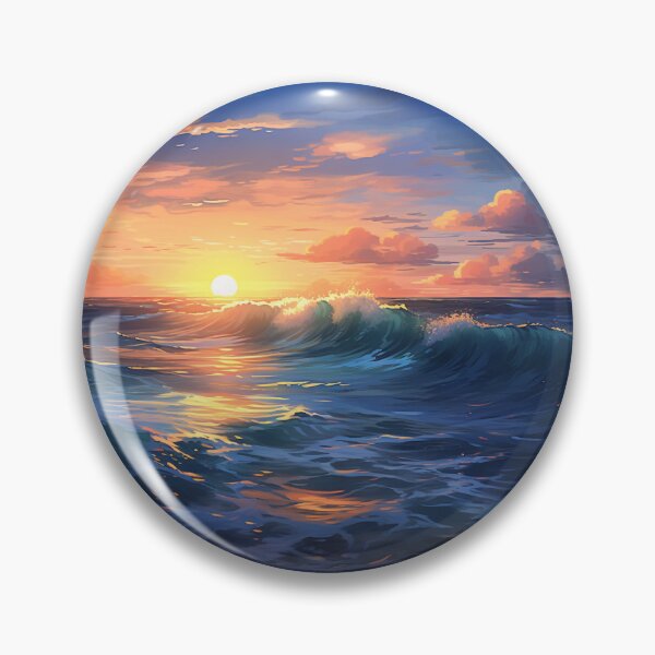 Item preview, Sea Waves Sunset Landscape designed and sold by LudwikeArts.
