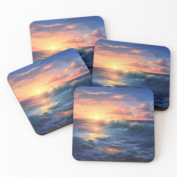 Item preview, Sea Waves Sunset Landscape designed and sold by LudwikeArts.