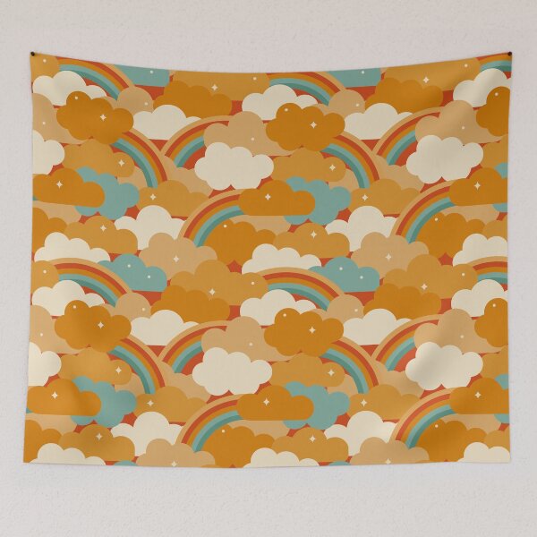 Item preview, Retro Rainbow Clouds - Orange Dreams designed and sold by latheandquill.