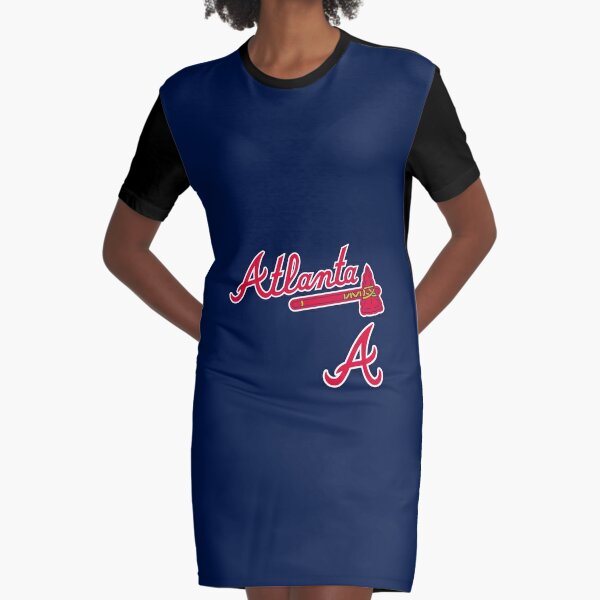 Atlanta Braves Lusso Women's Nettie Raglan Half-Sleeve Tri-Blend T-Shirt  Dress - White