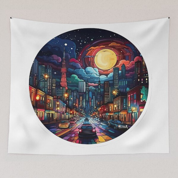 Item preview, Sun at night over the city designed and sold by abmkf.