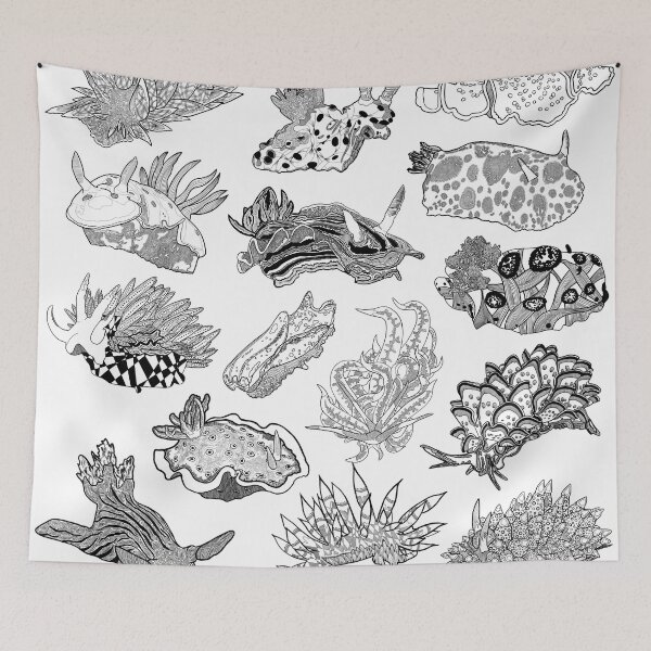 Item preview, Assorted Black and White Intricate Nudibranchs  designed and sold by ArtbyDLP.