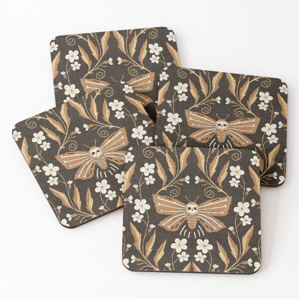 Item preview, Death's Head Hawk Moth Floral, Dark designed and sold by Jacqueline Hurd.