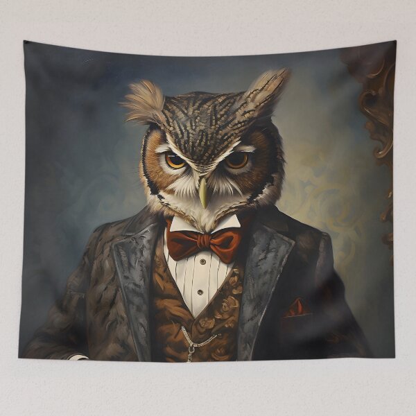 Item preview, Owl Portrait Dapper Animal Art designed and sold by ConfettiSkyArt.