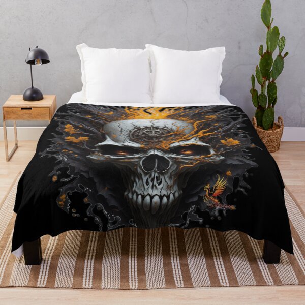 Item preview, Fiery Steampunk Skull Head (Black) designed and sold by AmaziaCo.