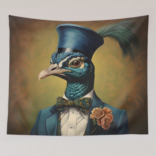 Item preview, Peacock Portrait Dapper Animal Art designed and sold by ConfettiSkyArt.