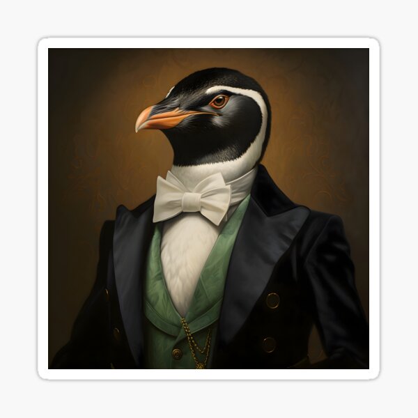 Artikel-Vorschau von Pinguin-Portrait, elegante Tierkunst, designt und verkauft von ConfettiSkyArt.