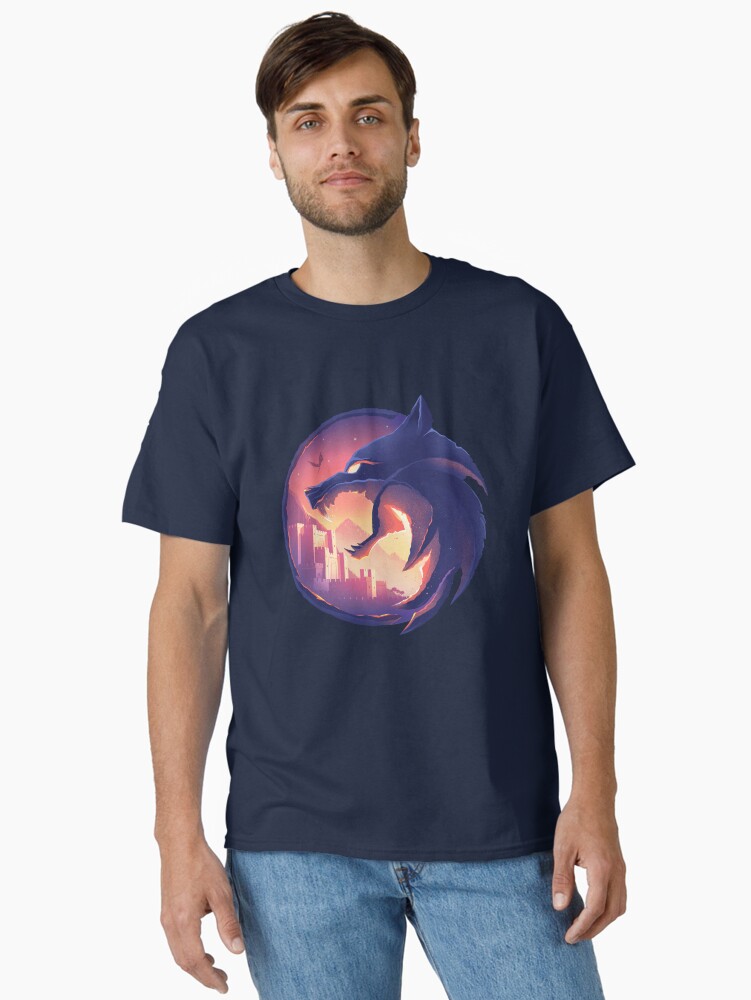 Thumbnail 1 of 7, Classic T-Shirt, Witcher Wolf in Blue designed and sold by anniko-story.