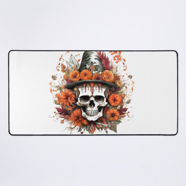 Item preview, Boho halloween design, halloween decor, skull with flowers designed and sold by SvarunPogani.