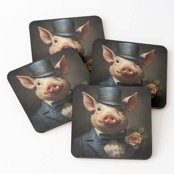 Item preview, Pig Portrait Dapper Animal Art designed and sold by ConfettiSkyArt.
