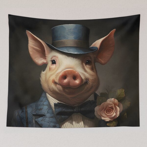 Item preview, Pig Portrait Dapper Animal Art designed and sold by ConfettiSkyArt.