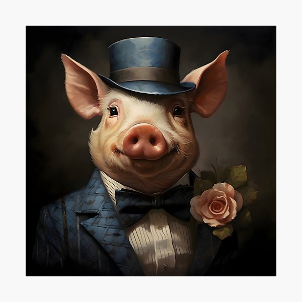 Item preview, Pig Portrait Dapper Animal Art designed and sold by ConfettiSkyArt.