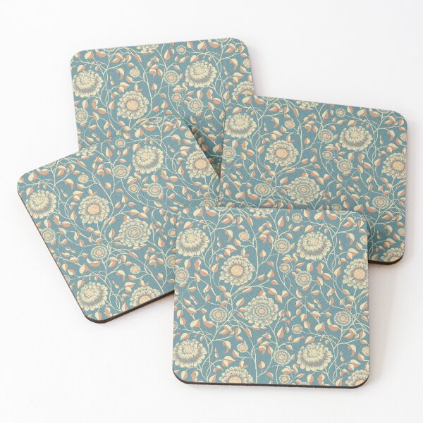 Item preview, Vintage Gerberas - Creme & Blue designed and sold by Motifany.