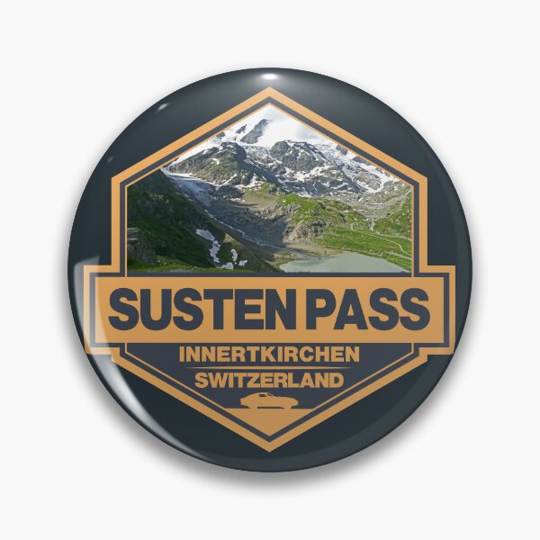 Item preview, Susten Pass Switzerland Travel Art Badge designed and sold by KrisSidDesigns.