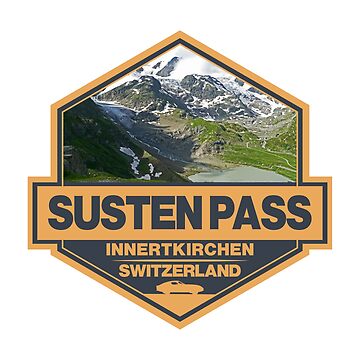 Artwork thumbnail, Susten Pass Switzerland Travel Art Badge by KrisSidDesigns