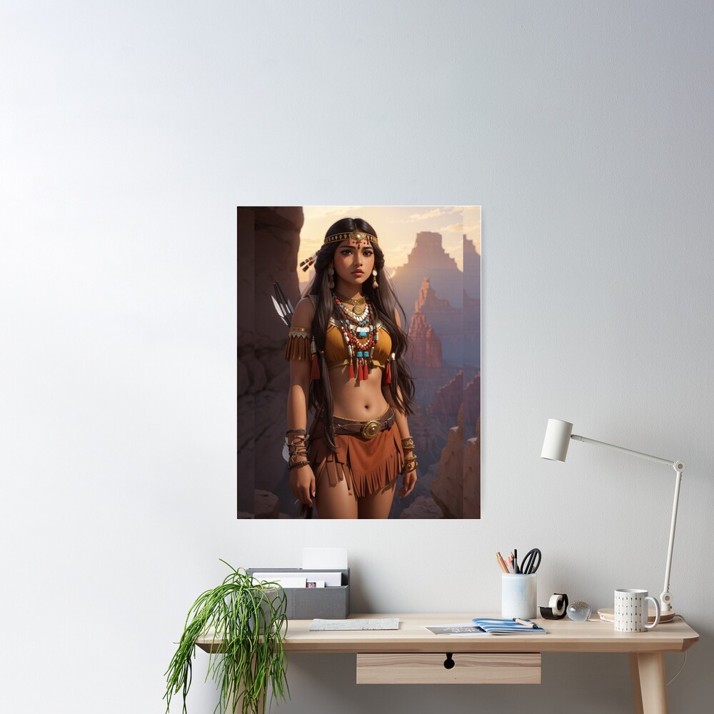 Native American Warrior Girl  Amazing Hunter Poster for Sale by