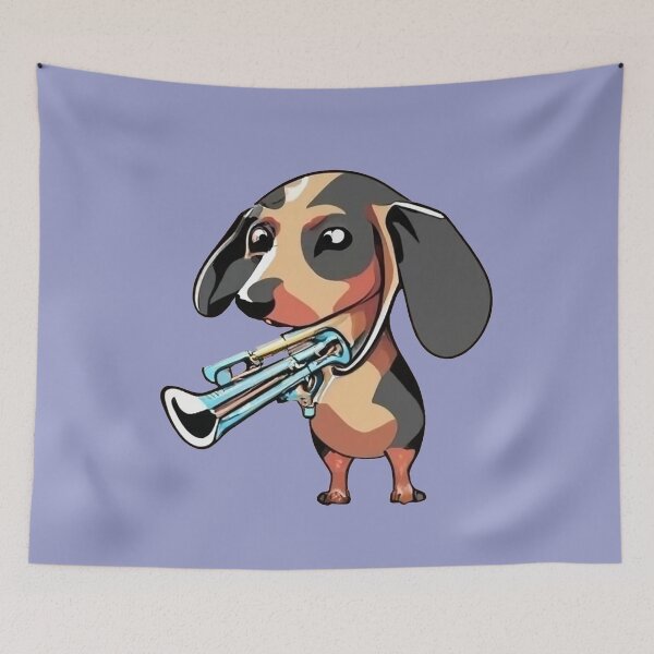 Item preview, Funny Dachshund Dog Playing Trumpet in Cubism Style designed and sold by Nature's Fancy.