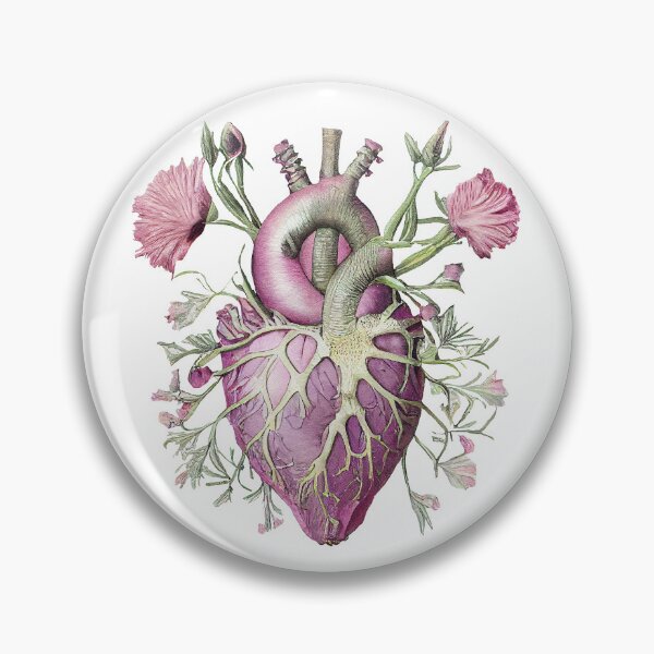 Item preview, Enchanted Heart Cutout: Vintage Floral Anatomy in Pink and Purple Hues designed and sold by EmeraldeaArt.