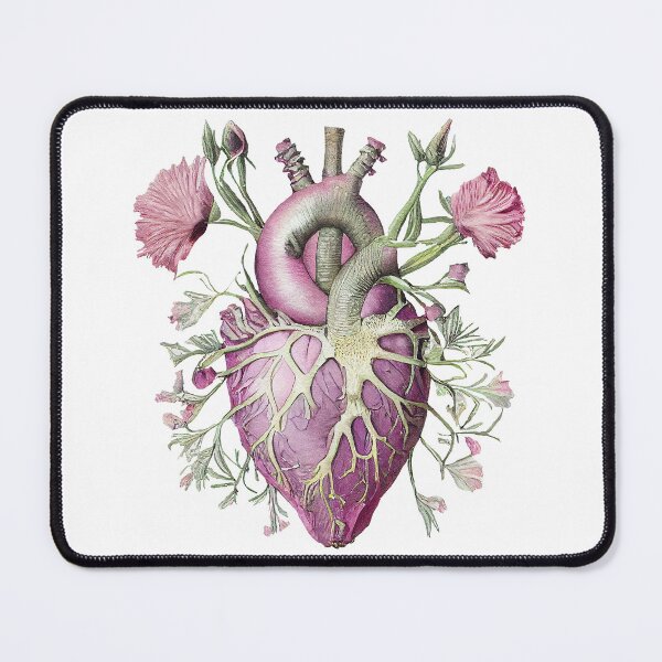 Item preview, Enchanted Heart Cutout: Vintage Floral Anatomy in Pink and Purple Hues designed and sold by EmeraldeaArt.