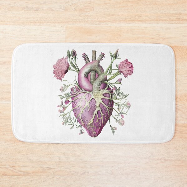 Item preview, Enchanted Heart Cutout: Vintage Floral Anatomy in Pink and Purple Hues designed and sold by EmeraldeaArt.