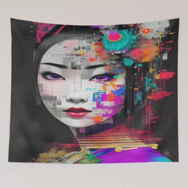 Item preview, Glitched Geisha Cyberpunk Fusion of Art and Technology designed and sold by Simple-Art-work.