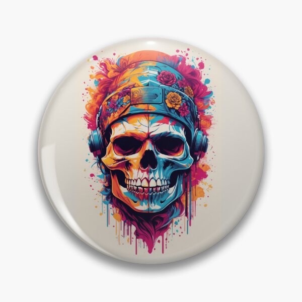 Item preview, A.I Generated Flower Skull In Headphones designed and sold by GleamingGiant.