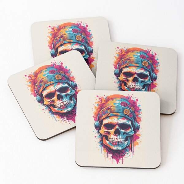 Item preview, A.I Generated Flower Skull In Headphones designed and sold by GleamingGiant.