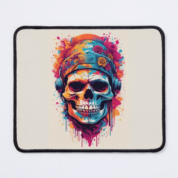 Item preview, A.I Generated Flower Skull In Headphones designed and sold by GleamingGiant.