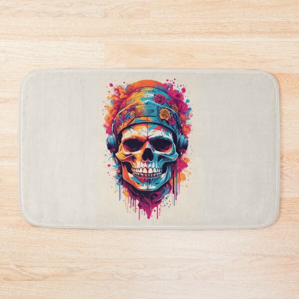 Item preview, A.I Generated Flower Skull In Headphones designed and sold by GleamingGiant.