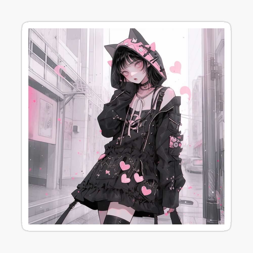 Kawaii Pink Goth Harajuku Street Fashion Anime Girl