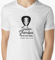 Rock And Roll Grandpa 70s Guitar Headstock Logo Men's V-Neck T-Shirt