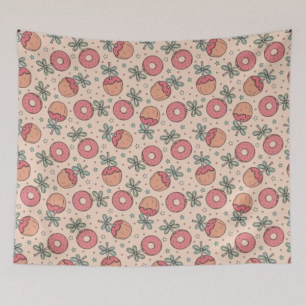 Item preview, Pink Donut and Caramel Apple Pattern Design designed and sold by CreativeDraws42.