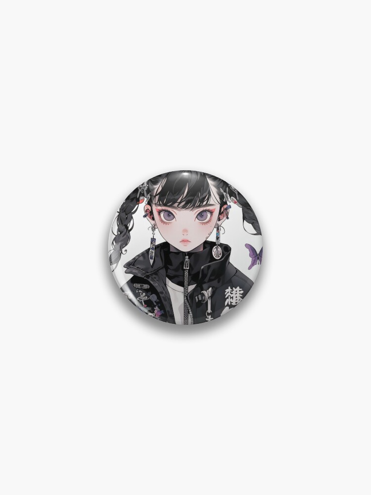Cool Fashion Anime Girl with Braids and Butterflies Pin for Sale by  bubblegoth