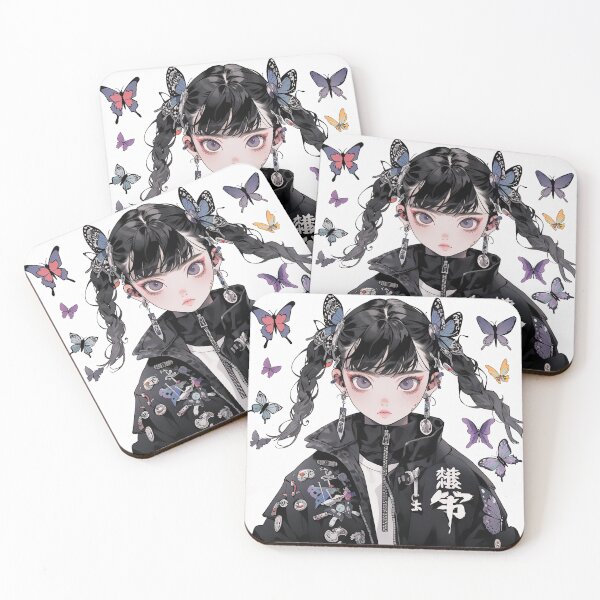 Item preview, Cool Fashion Anime Girl with Braids and Butterflies designed and sold by bubblegoth.