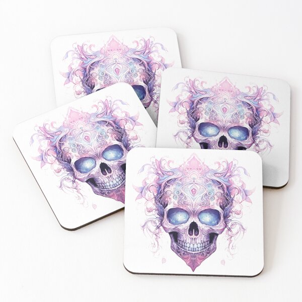 Item preview, pooky Halloween Pink Skull designed and sold by ArtFromBeyond.