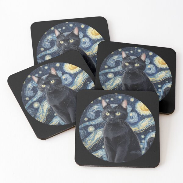 Item preview, Vincent Willem Van gogh Starry Night Black Cat designed and sold by Vangoholic.