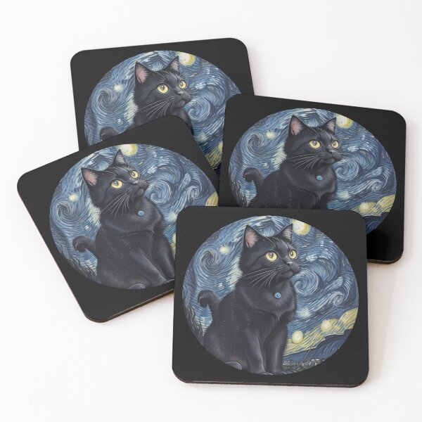 Item preview, Starry Night Featuring a Black Cat For Van gogh Lovers designed and sold by Vangoholic.