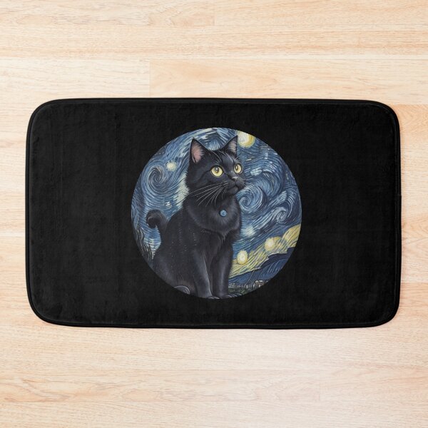 Item preview, Starry Night Featuring a Black Cat For Van gogh Lovers designed and sold by Vangoholic.