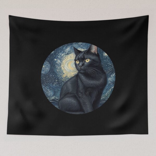 Item preview, Van Gogh's Starry Night  Black Cat Painting  designed and sold by Vangoholic.