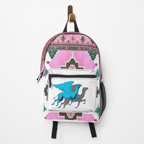 Item preview, Neon Nights: The Celestial Camel (Neon Blue Winged-Camel Flying with an Oriental Carpet Background) designed and sold by The-aesthete-a.