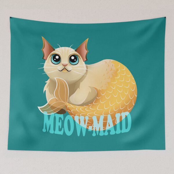 Item preview, Meow-maid Mermaid Cat designed and sold by Angele Gougeon.